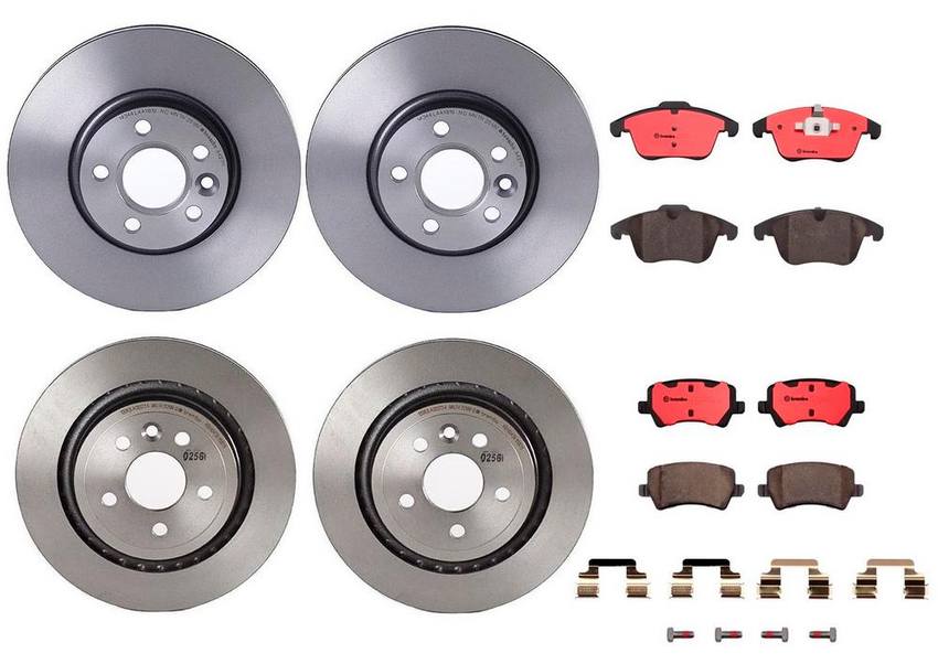 Volvo Brakes Kit - Pads & Rotors Front and Rear (300mm/302mm) (Ceramic) 31471028 - Brembo 1633287KIT